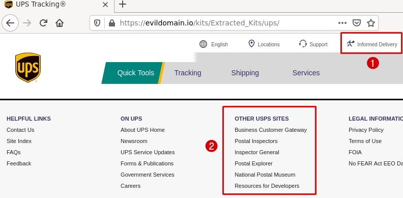 A UPS phishing kit still contains elements of the USPS phishing kit it was built on.
